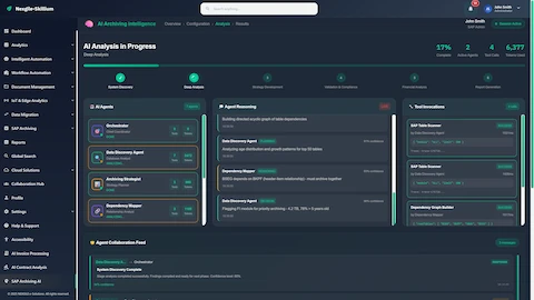 AI Analysis in Progress - Deep analysis with agent reasoning, real-time collaboration panel, and tool execution tracking
